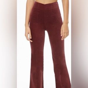 Forever 21 Burgundy Velvet Wide Leg High Waisted Pants Size Small